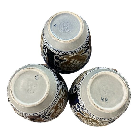 Set of 3 Vintage German Wick-Werke Style Stoneware Wine Cups – Rare Brown & Blue - Picture 3 of 6